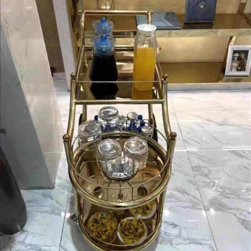 欧式家用酒店酒水车KTV不锈钢小推车餐厅餐饮手推车送餐车茶水车
