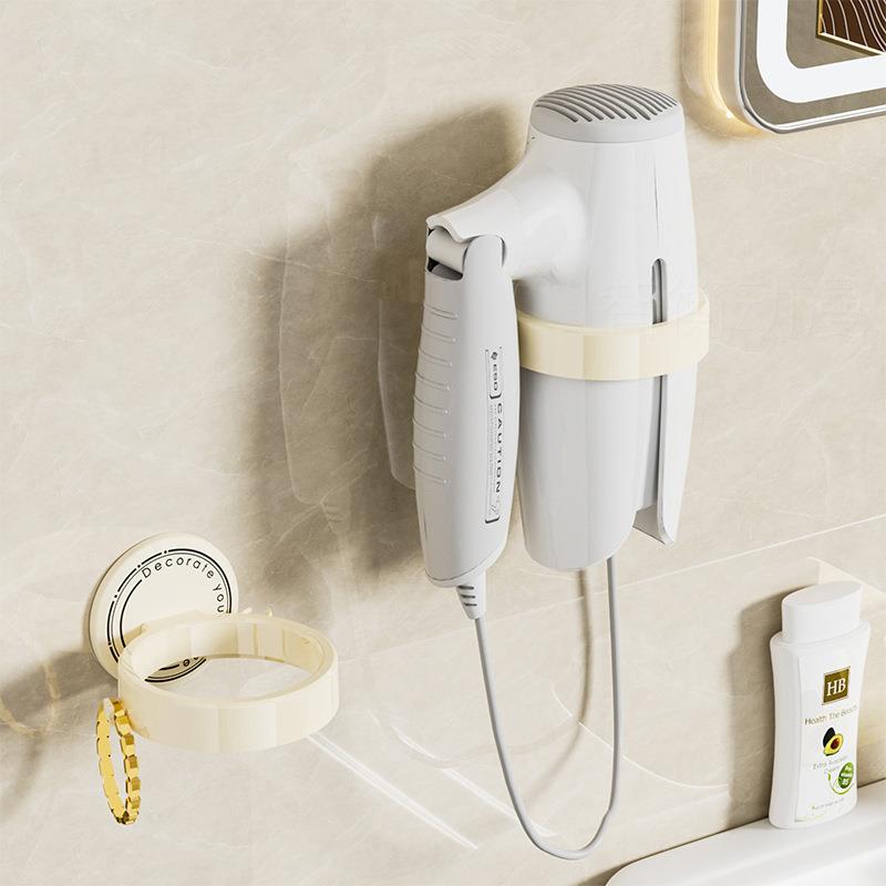 吸盘吹风机置物架免打孔卫间懒人支架浴室壁挂式风筒电吹风挂生架
