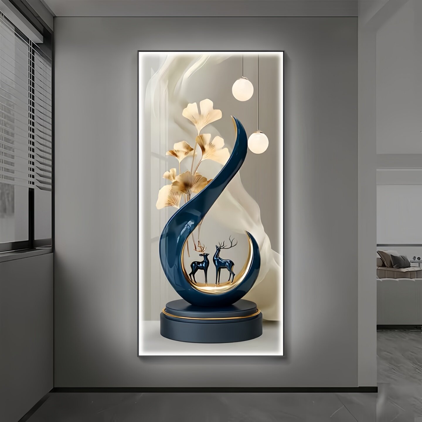 现代简约抽象玄关正对门装饰画图片