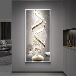 抽象几何玄关画轻奢高级感带灯画