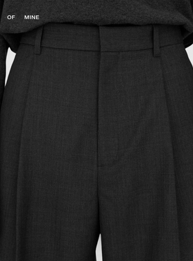 THEO | 花纱碳灰可机洗澳洲羊毛混纺单褶直筒简约西裤