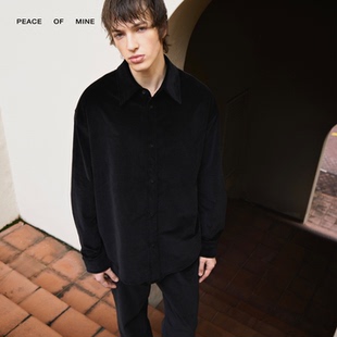 DAVID | 日本进口灯芯绒光泽感翻领秋冬简约前短后长宽松衬衫外套