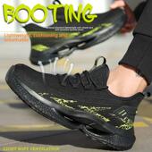 飞织新款 男减震超轻耐磨防滑防砸防刺穿透气网面工作地老保 劳保鞋