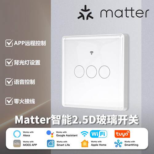 涂鸦Matter智能开关面板homekit智能语音控制家用灯控定时零火