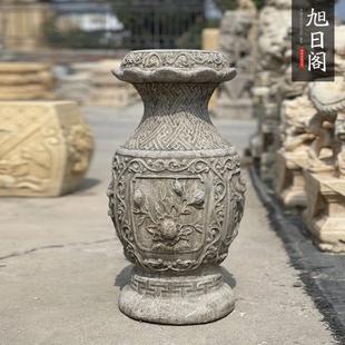 石雕仿古花台柱做旧石花架子中式摆件庭院花盆柱青石石墩复古风格