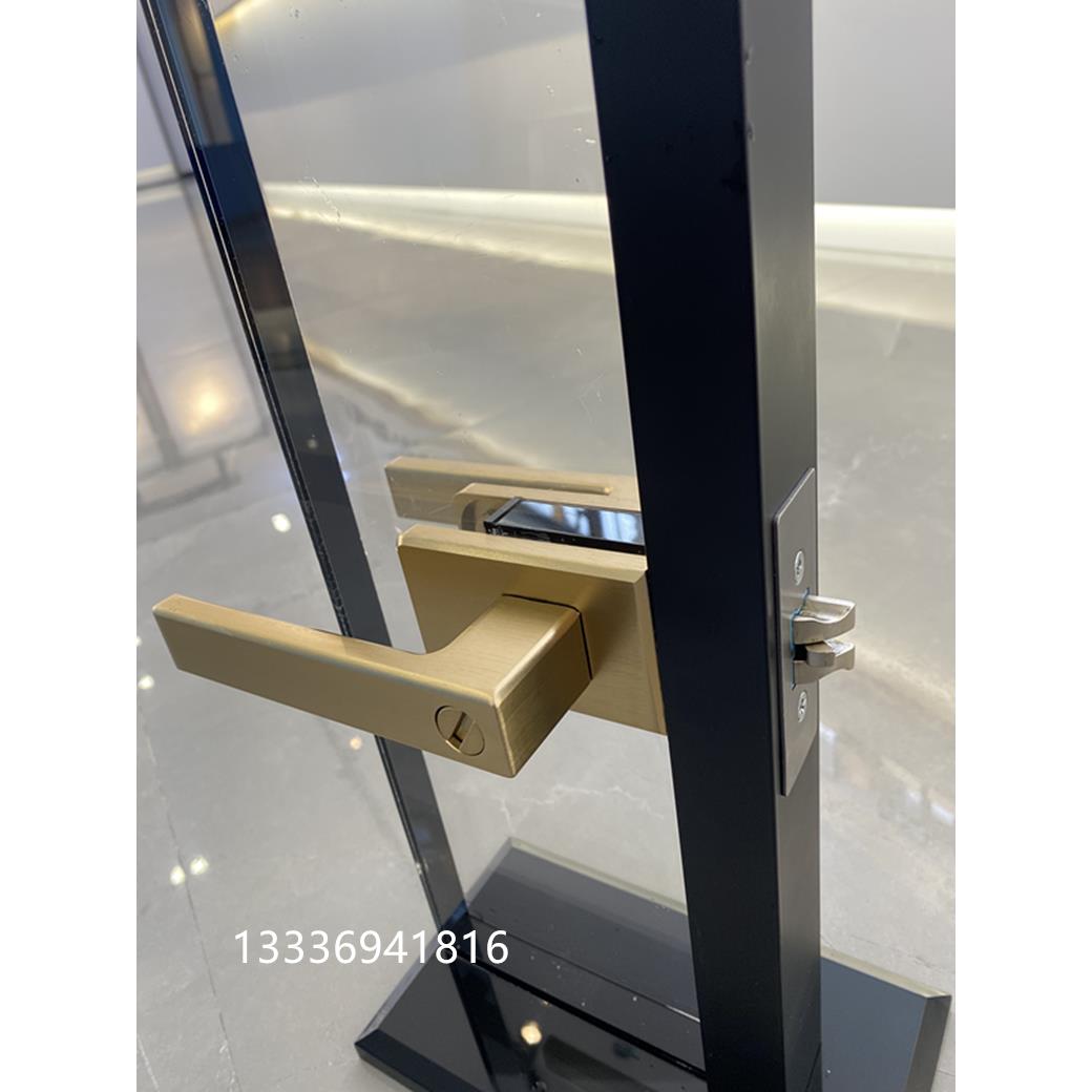 平开门极窄新款立帆铝合金18边框卫生间门有框玻璃门锁黑色通用型