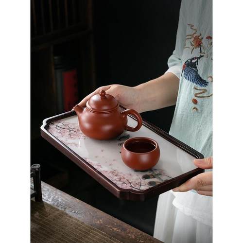 新款竹制干泡茶盘壶承中式复古功夫茶具茶托盘家用创意沥水小茶台