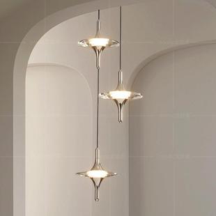 意式极简卧室床头吊灯高级感轻奢水晶星芒入户屏风玄关楼梯吊线灯