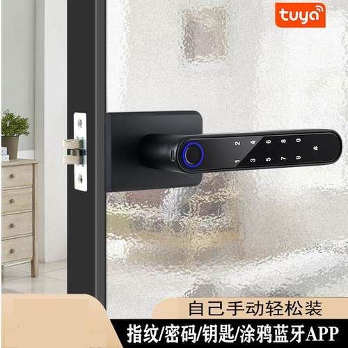 极窄16 18框办公室浴室单双层玻璃门指纹密码涂鸦智能APP锁木门锁