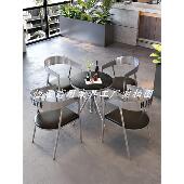 工业风桌椅组合户外外摆铁艺桌椅商用休闲区奶茶店咖啡厅洽谈圆桌