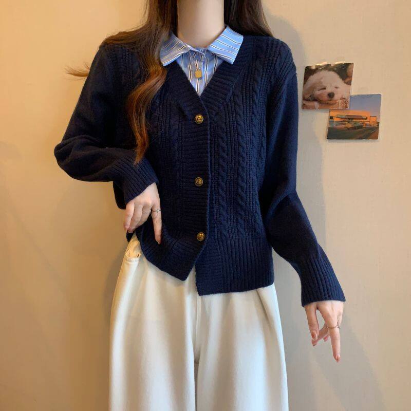 毛衣女款2025秋冬季新款拼接毛针织衫