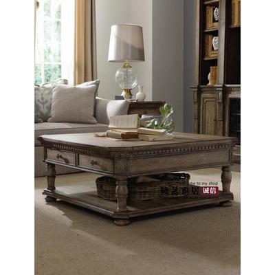 原木法国实木覆古旧雕刻咖啡桌美国乡村别墅客厅咖啡桌家具可以定