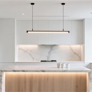 现代极简意式轻奢高级岩板岛台齐平岛台餐桌一体小户型实木家用