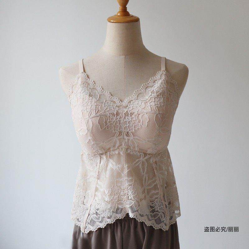 美背舒适打底透气吊带女立体蕾丝带附胸垫背心可外穿西服内搭高级