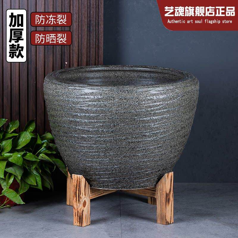景德镇陶瓷鱼缸可配实木座古法观背养鱼盆睡莲庭院荷花专用大水缸
