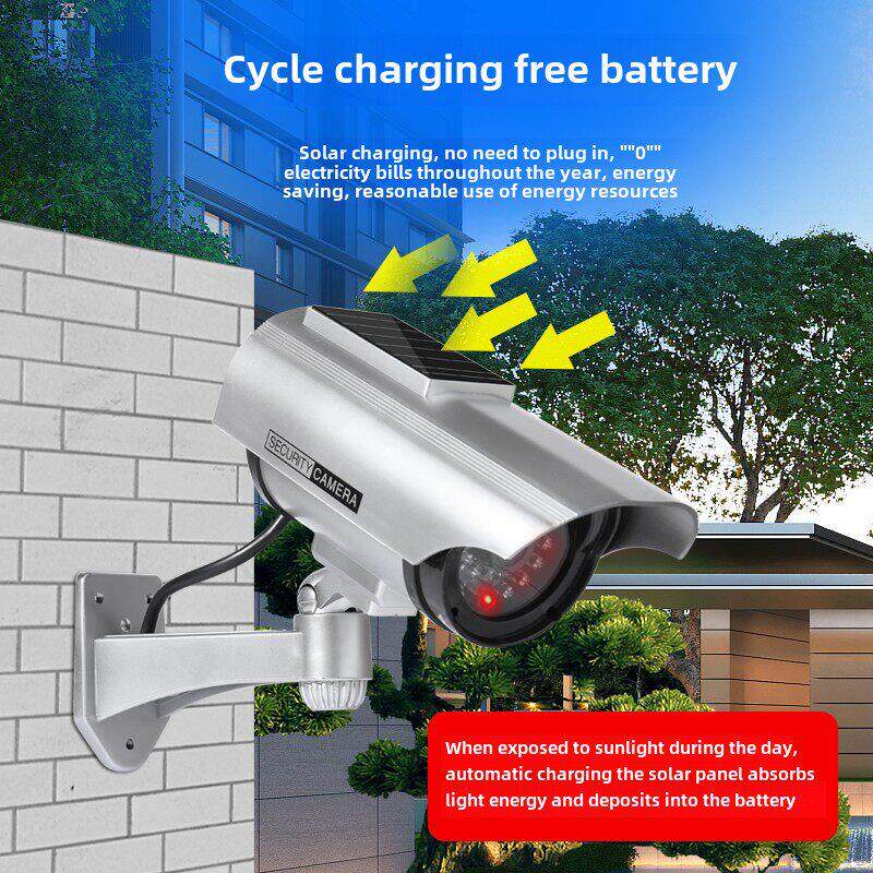 太阳能彷真摄像头假监控探头模型室外假监控器红灯室户外防雨防盗