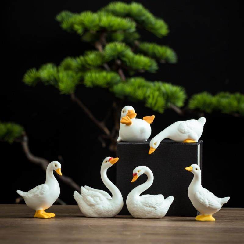 陶瓷小白鸭天鹅摆件动物萌趣家居桌面装饰品水族鱼缸假山盆栽造景,家居饰品,装饰摆件,淘宝优惠券,粉丝福利购,淘宝优惠卷