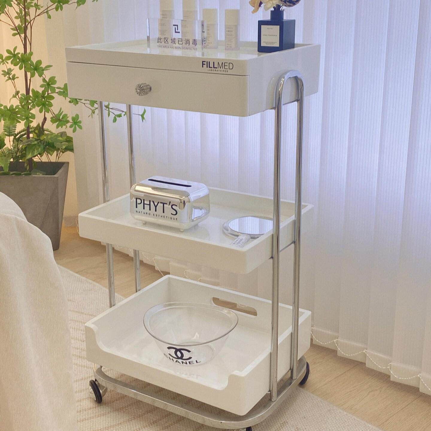 美容院手推车美容工具车移动架子滑轮静音美甲美容仪器置物工具车