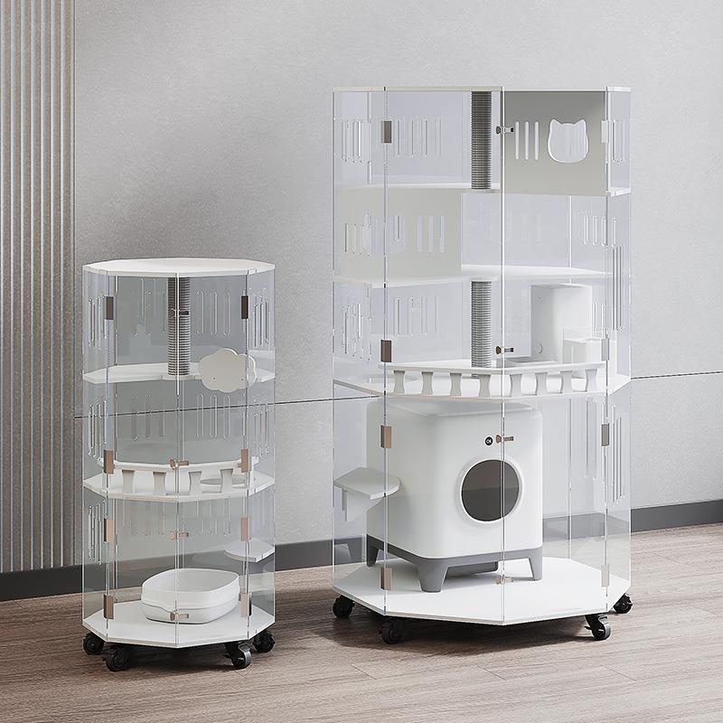 猫别墅家用室内豪华猫窝猫笼可放自动猫砂盆非实木压克力全景猫柜