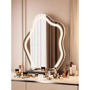 云朵化妆镜台式桌面带灯2025新款轻奢LED智能主卧梳妆台专用镜子