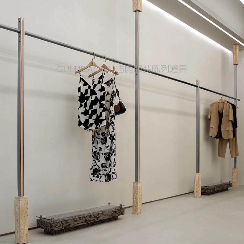 服装店展示架洞石上墙架顶天立地杆壁挂式侧挂衣服挂衣架中岛展架
