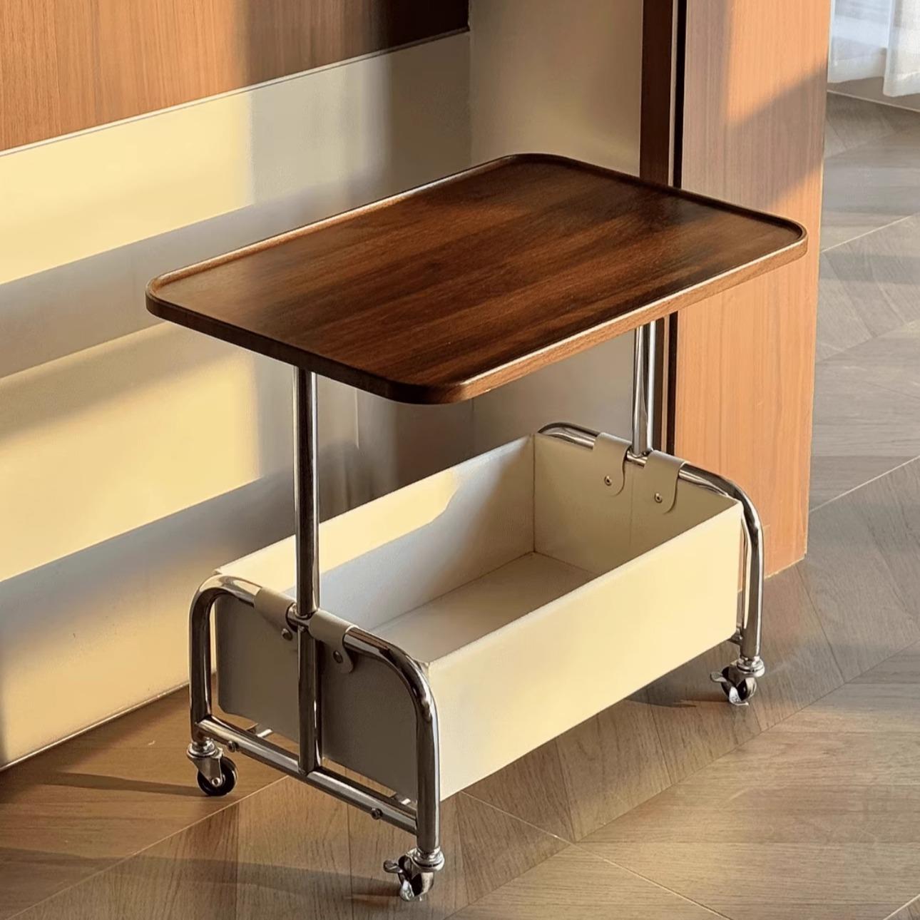 中古风边几小推车置物架可移动带轮沙发现代简约茶几桌子床头边柜