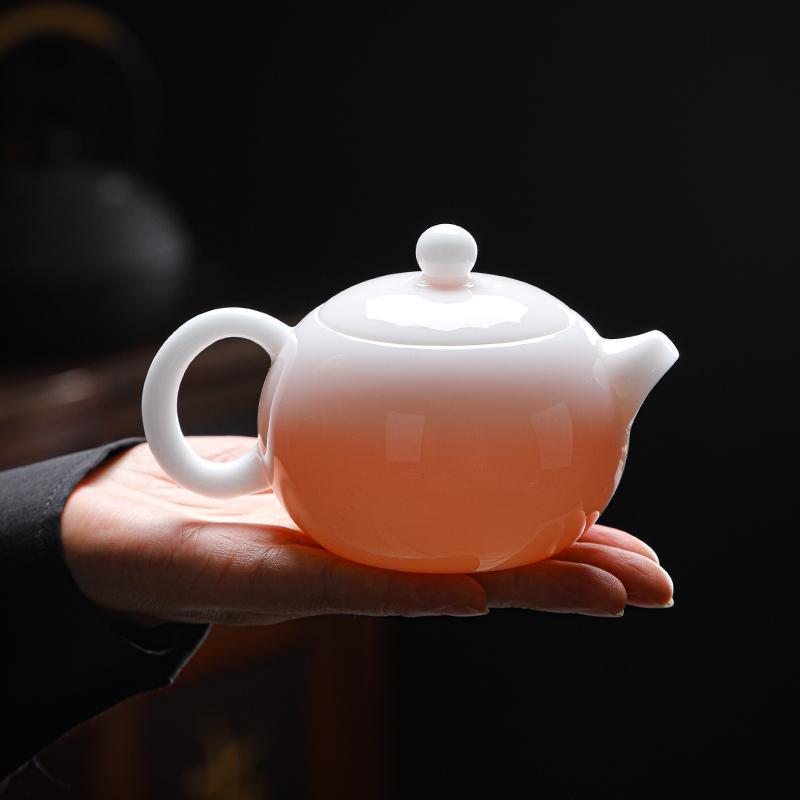 冰种西施壶白瓷薄胎茶壶手工单壶泡茶家用功夫茶具中式陶瓷羊脂玉