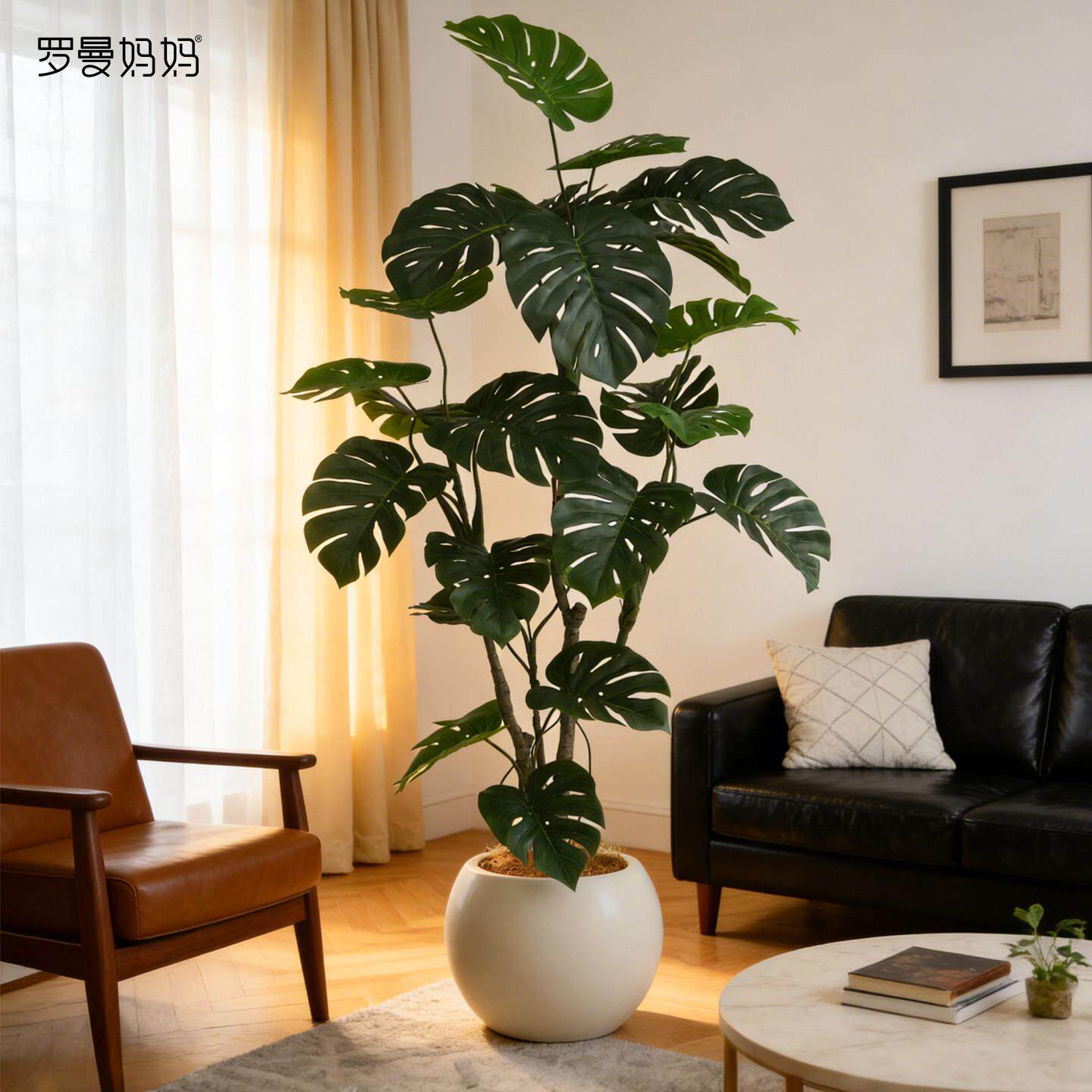 高端轻奢大型仿真绿色植物龟背芋客厅玄关仿生植物假树装饰落地摆