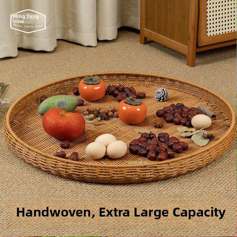 纯手工彷藤编织簸箕晒筐圆形家用晒鱼晾晒菜干货筛子收纳框馒头筐,收纳整理,收纳筐,淘宝优惠券,粉丝福利购,淘宝优惠卷