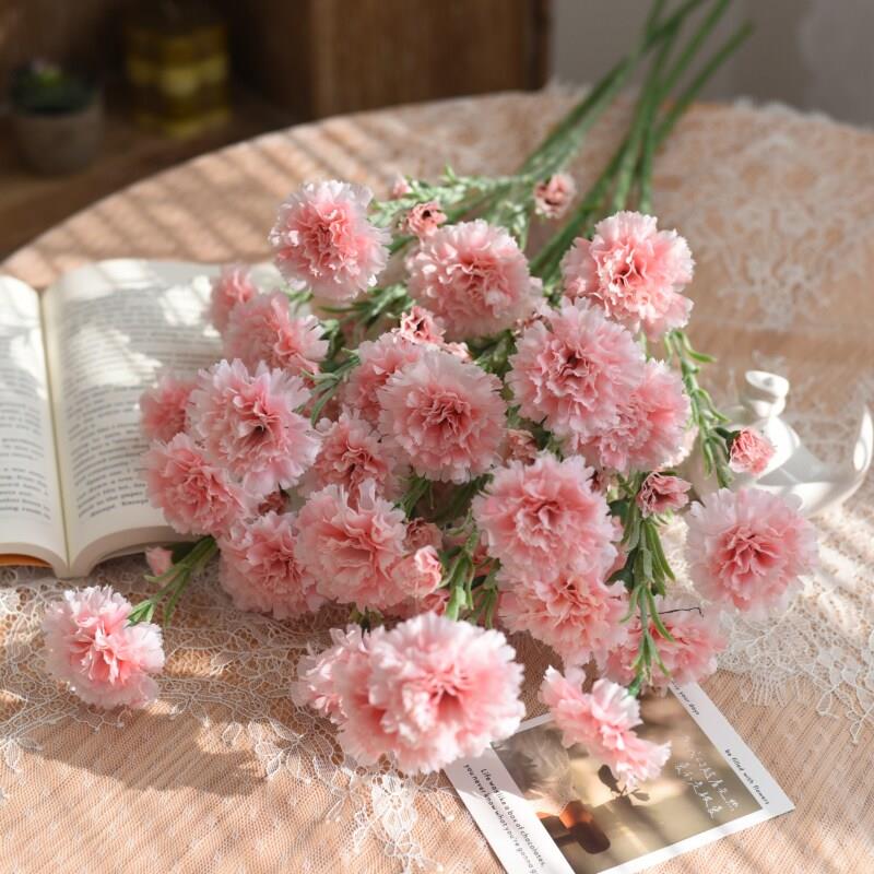 康乃馨假花仿真花摆设房间卧室插花客厅装饰花艺餐桌摆件干花花束