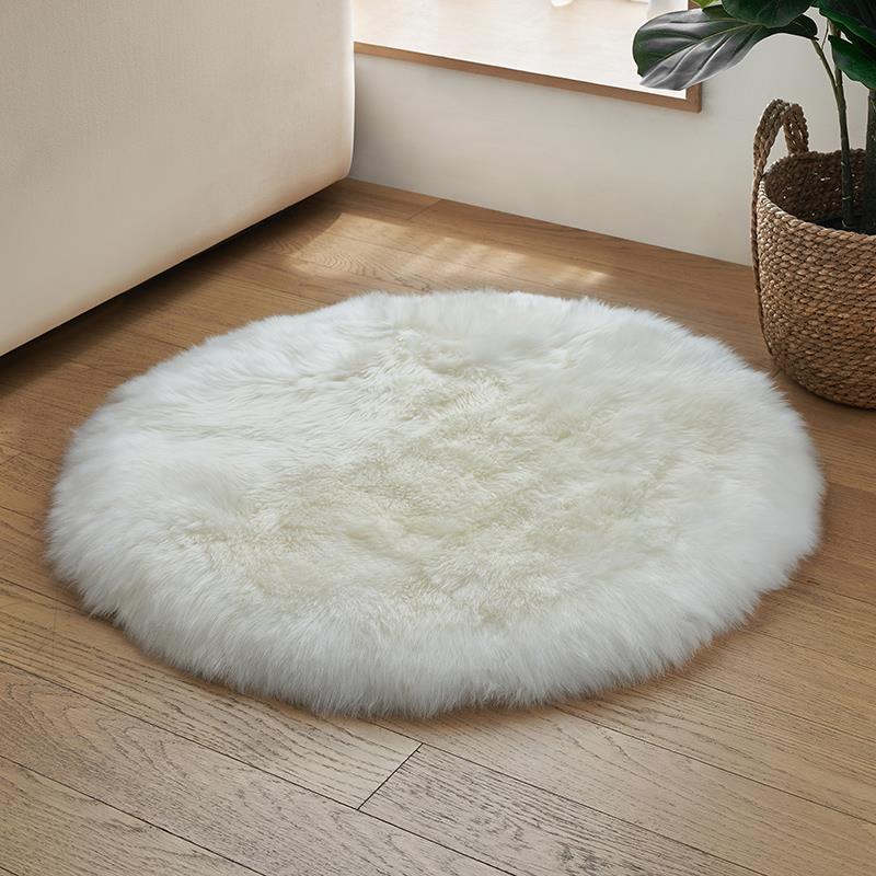 澳尊圆形羊毛地毯澳洲羊皮毯子轻奢毛毛地垫圆纯色简约沙发坐垫厚