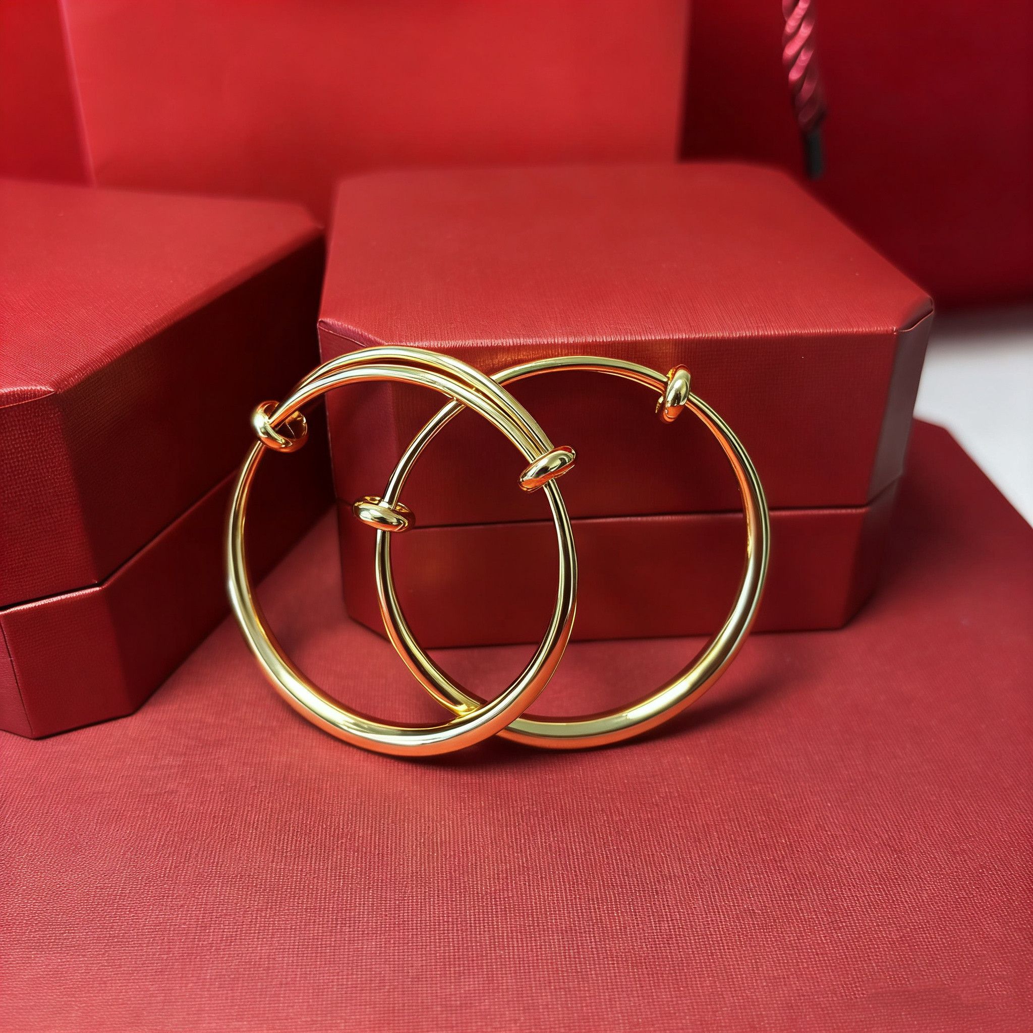金店同款婴儿宝宝沙金手镯百天周岁手环光面儿童仿真黄金素圈手镯