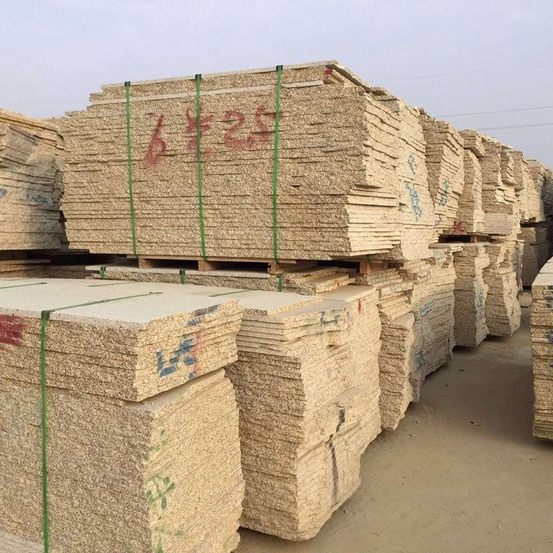 黄锈石火烧板浅黄色花岗岩光面黄金麻荔枝面广场地铺砖干挂石材