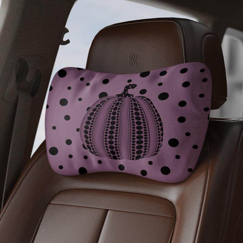 草间波点南瓜图案日式小众汽车护颈枕靠枕通用座椅办公椅头枕