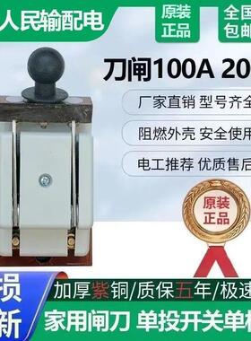 上海人民闸刀开关HD11F-200/28单投刀开关单相2P加厚紫铜光伏发电