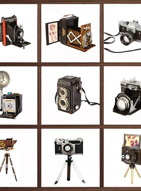 覆古怀旧80年代老式支架双孔照相机模型摄像拍照创意道具装饰摆饰