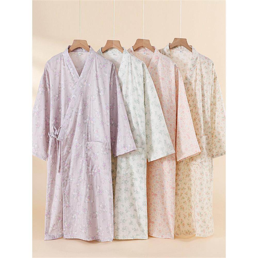 纯棉国风汉服双层纱睡袍全棉女浴袍汗蒸服和服睡衣家居服系带睡裙,女士内衣/男士内衣/家居服,睡袍/浴袍,淘宝优惠券,粉丝福利购,淘宝优惠卷