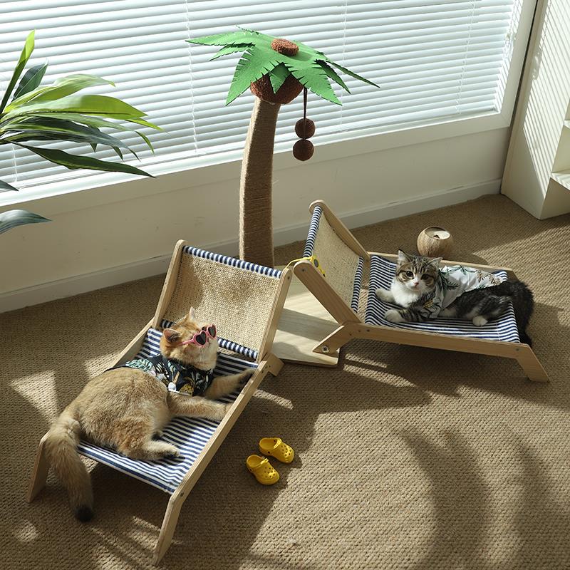 猫窝四季通用猫爬架猫咪床摇篮吊床耐抓猫树一体夏季猫沙发猫躺椅