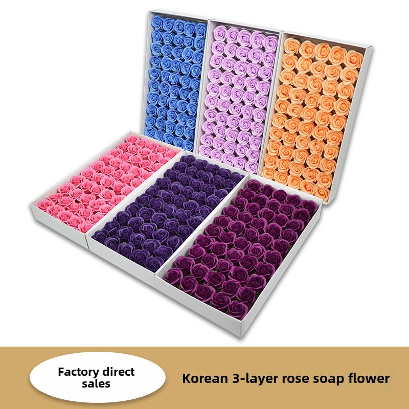 韩式三层香皂花头永恒玫瑰香皂花花香圣诞礼品花束礼盒DIY