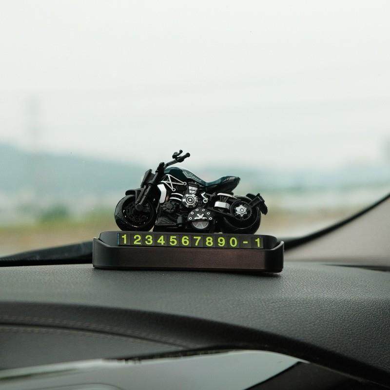机车模型车载挪车电话号码牌卡通临时汽车停车移车摆件车内用品