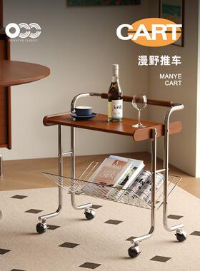Occ Manye婴儿车中世纪实木架子家庭客厅沙发边桌双层移动存储餐