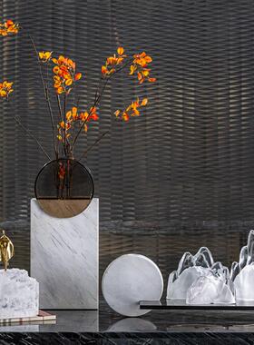 新中式样板房透明假山摆件酒店家居客厅软装饰品玄关景观禅意摆设