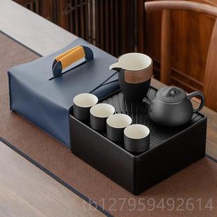 正品 家用办公盘茶具黑禅风轻奢茶壶 黑陶功茶小具套装 粗夫陶茶日式