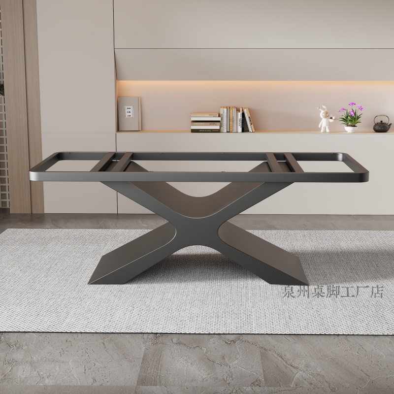 加厚奢石桌脚支架岩板大理石餐桌茶桌腿办公会议桌脚金属大板底座