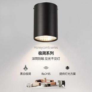 筒灯防眩目全光谱长筒吊线聚光射灯免开孔客厅吸顶灯 led射灯明装