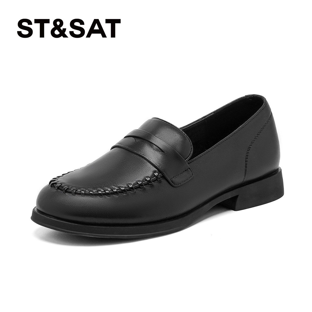 星期六真皮乐福鞋女2026新款女鞋黑色时尚百搭低跟舒适通勤小皮鞋,女鞋,乐福鞋（豆豆鞋）,淘宝优惠券,粉丝福利购,淘宝优惠卷