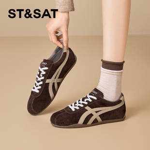 星期六德训鞋女款2025爆款时尚气质女鞋复古休闲运动鞋内增高板鞋