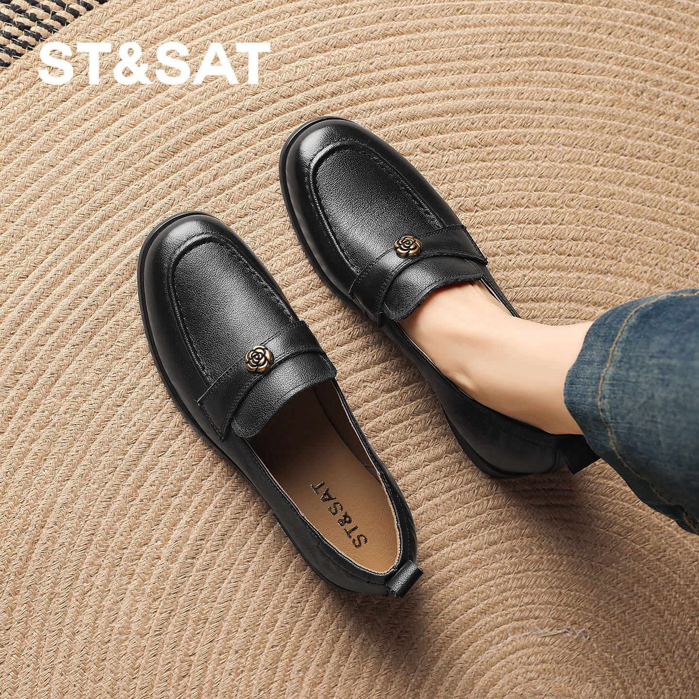 星期六浅口单鞋女2026春季新款款法式乐福鞋软底低跟日常通勤百搭,女鞋,乐福鞋（豆豆鞋）,淘宝优惠券,粉丝福利购,淘宝优惠卷