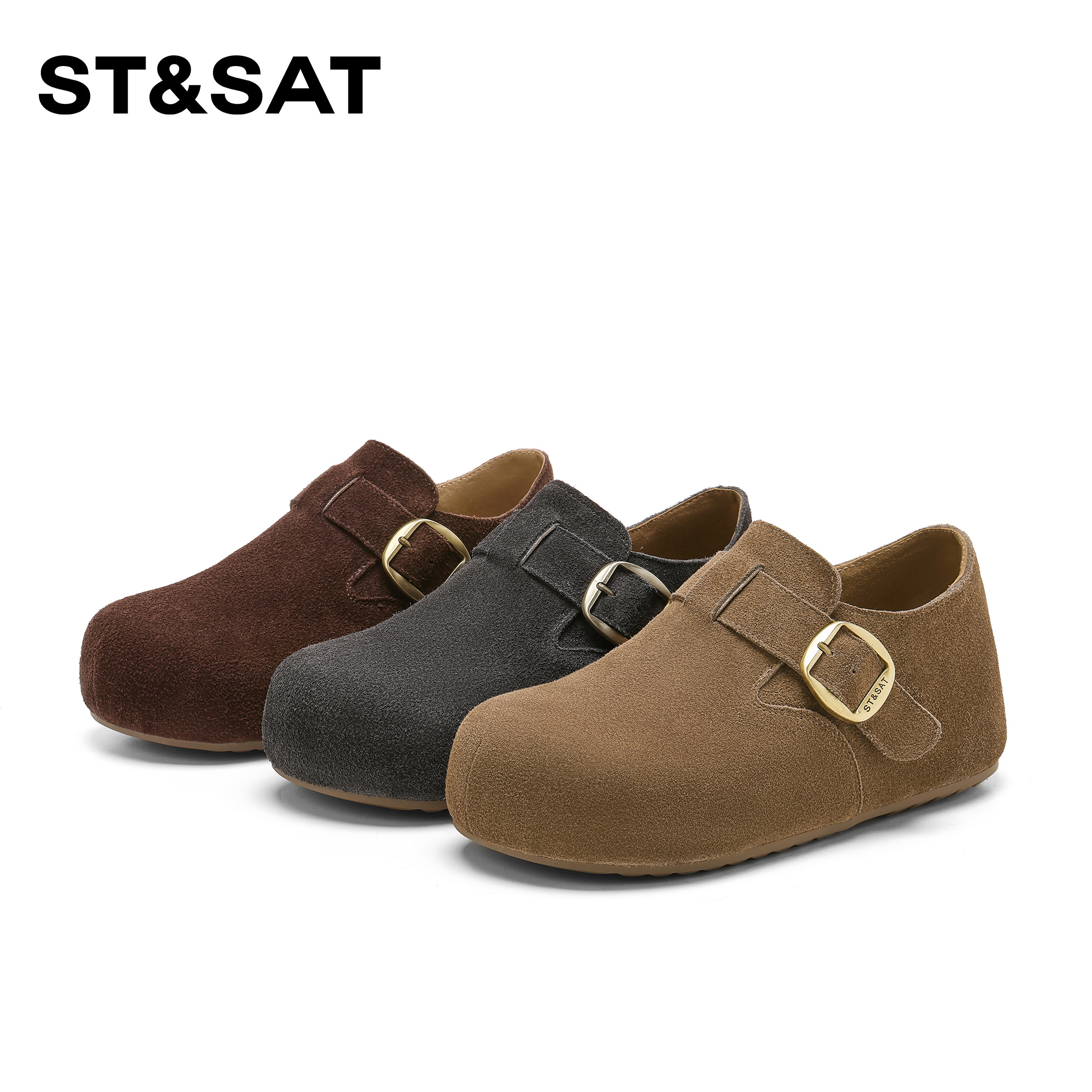 星期六真皮勃肯鞋女全包2026新款单鞋时尚百搭内增高休闲平底女鞋,女鞋,勃肯鞋/软木鞋,淘宝优惠券,粉丝福利购,淘宝优惠卷