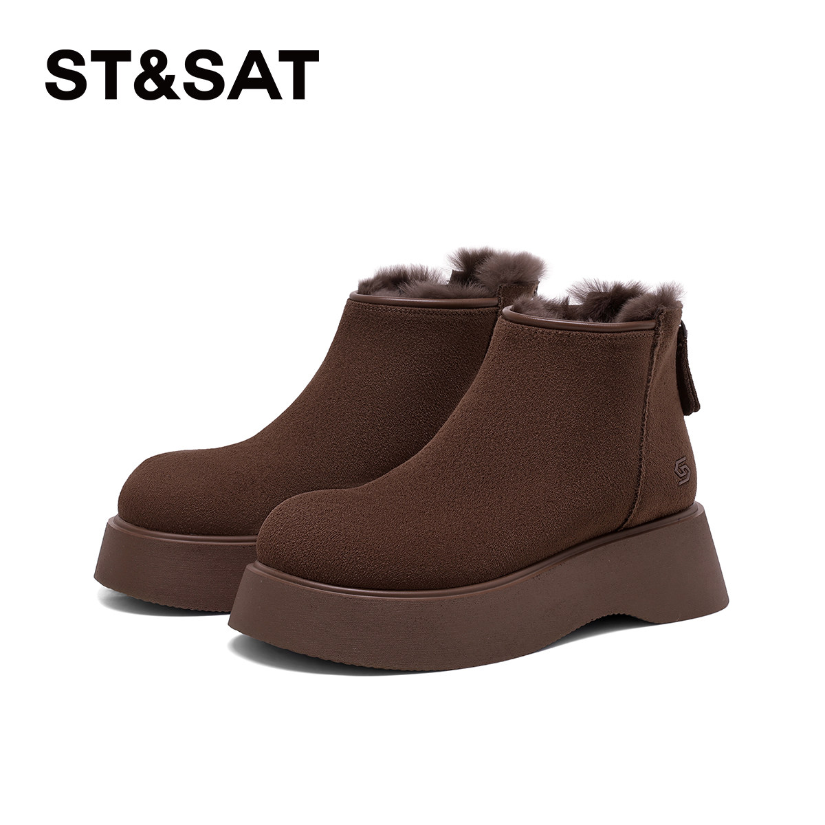 星期六厚底雪地靴女2025新款冬季加绒保暖毛绒短靴软底百搭棉鞋子,女鞋,时尚雪地靴,淘宝优惠券,粉丝福利购,淘宝优惠卷